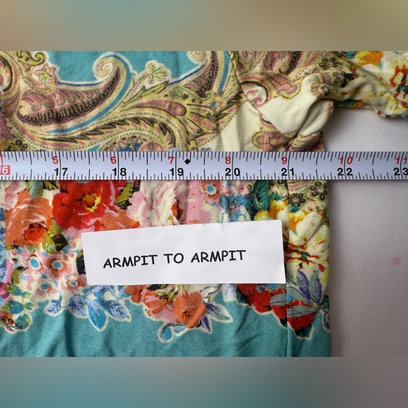 JOHNNY WAS Rivoray Floral Short Sleeve Polo Tee Women's Size Large BOHO - Picture 11 of 12